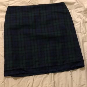 blue black and green checkered skirt